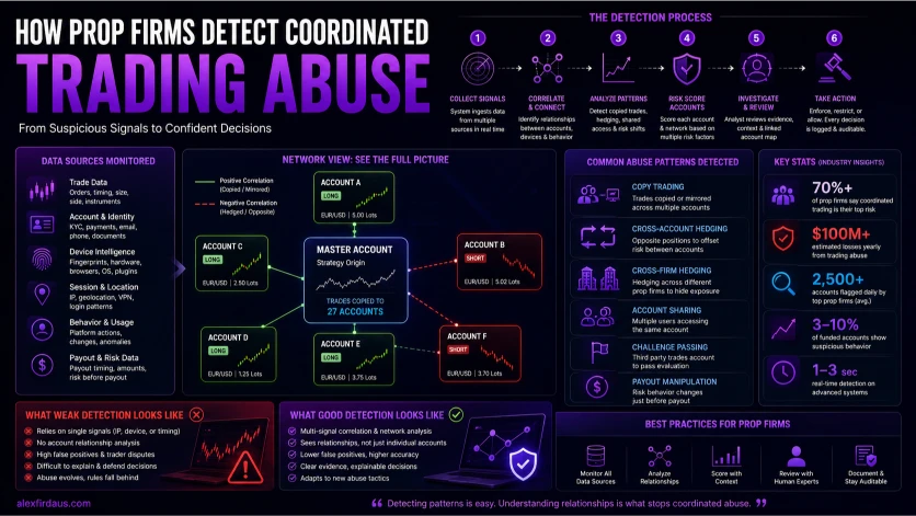 prop firm fraud detection abuse