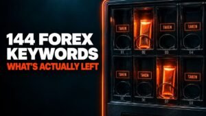 Forex keywords list showing a vending machine with most slots marked taken and two still available