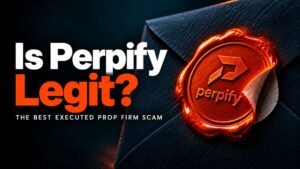 Is Perpify legit, or are they the best prop firm scam ever? shown as an official partner wax seal peeling off an envelope like a sticker.